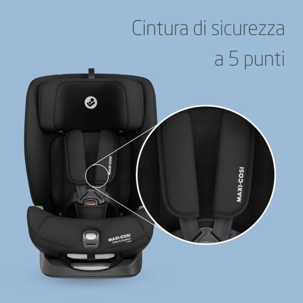 Maxi-Cosi Titan S Comfort i-Size, Tessuti Traspiranti, Seggiolino Auto ISOFIX, 15 mesi - 12 anni (76-150 cm), Seggiolino Auto Reclinabile 5 posizioni, 13 Posizioni Poggiatesta, G-CELL, Authentic Black