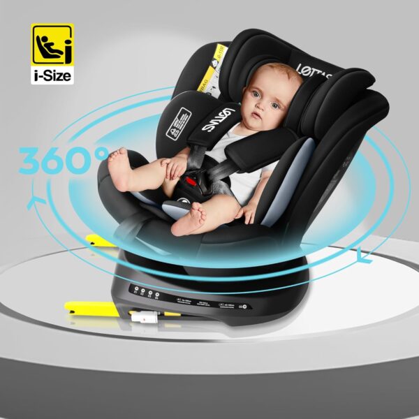 LETTAS i-Size Seggiolino Auto Isofix Girevole a 360°Gruppo 0+1/2/3, dalla nascita ai 12 anni(0-36 kg), 40-150 cm ECE R129