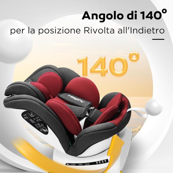 Miophy I-size Seggiolino Auto Isofix Girevole a 360°Gruppo 0+1/2/3, dalla nascita ai 12 anni, 40-150 cm (Vino i-Size)