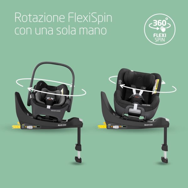 Maxi-Cosi FamilyFix 360 i-Size Base, Pebble 360 i-Size Seggiolino Auto Neonato, Pearl 360 i-Size Seggiolino Auto Bambini Pack - Rotazione 360 con 1 Mano, Click & Go, 0-4 Anni, 40-105 cm, Black