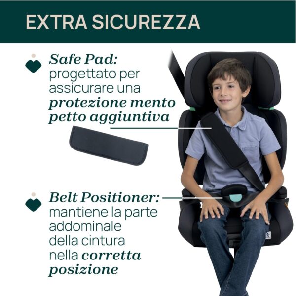 Chicco, Quizy i-Size, Seggiolino Auto Bambini 3-12 Anni (100-150 cm), Facile da Installare con Sistema Isofix, Reclinabile, Regolabile in Altezza, Braccioli Imbottiti e Seduta Confortevole, India Ink