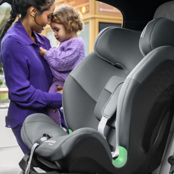 Maxi-Cosi Titan S i-Size, Seggiolino auto 9-36 kg, 15 mesi-12 anni (76-150 cm), Seggiolino auto ISOFIX Reclinabile 5 posizioni, 13 posizioni del poggiatesta, G-CELL, gruppo 123, colore Tonal Black