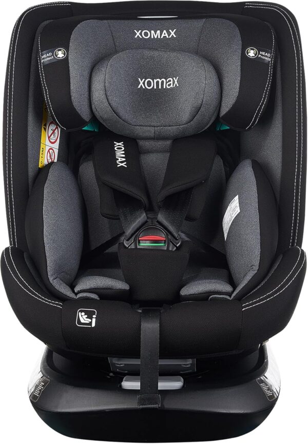 XOMAX G409 IOT - Seggiolino girevole a 360°, ISOFIX I con crescita, 0 – 36 kg, 0 – 12 anni, gruppo 0+/1/2/3, cintura a 5 punti, cintura a 3 punti, rivestimento lavabile I ECE R129