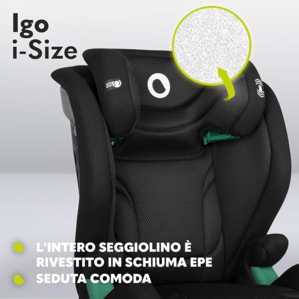 Lionelo IGO Seggiolino Auto Adattabile i-Size ISOFIX per Bambini 100-150cm Conforme all'Ultimo Standard R129 Sicurezza Tri-Guard, Cresce Insieme al Tuo Bambino con 13 Regolazioni, Comodo