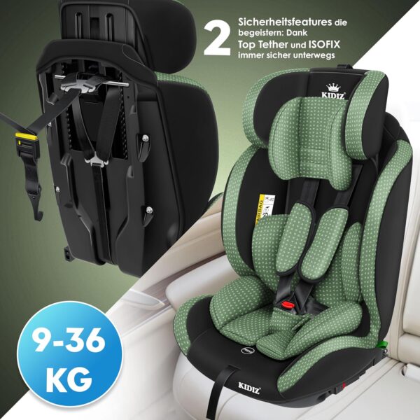 KIDIZ® Seggiolino auto per bambini Seggiolino per bambini | Seggiolino auto Guscio con sedile | 9 kg - 36 kg 1-12 anni | gruppo 1-2 -3 | universale | Classic Con Isofix