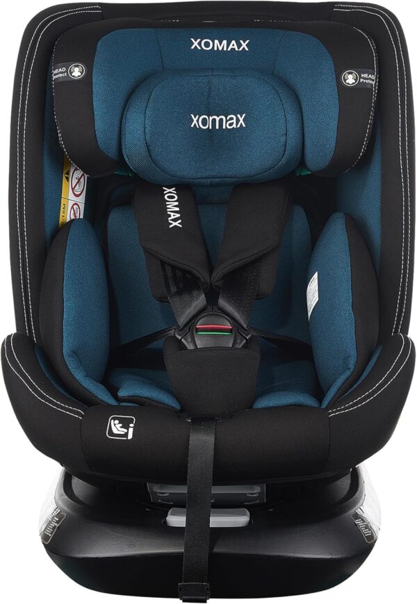 XOMAX G409 IOT - Seggiolino girevole a 360°, ISOFIX I con crescita, 0 – 36 kg, 0 – 12 anni, gruppo 0+/1/2/3, cintura a 5 punti, cintura a 3 punti, rivestimento lavabile I ECE R129