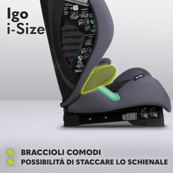 Lionelo IGO Seggiolino Auto Adattabile i-Size ISOFIX per Bambini 100-150cm Conforme all'Ultimo Standard R129 Sicurezza Tri-Guard, Cresce Insieme al Tuo Bambino con 13 Regolazioni, Comodo