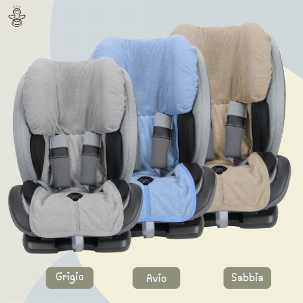 Babysanity Rivestimento copri seggiolino auto 9/36 e 15/36 kg in DOPPIA SPUGNA DI COTONE 100% colore Grigio