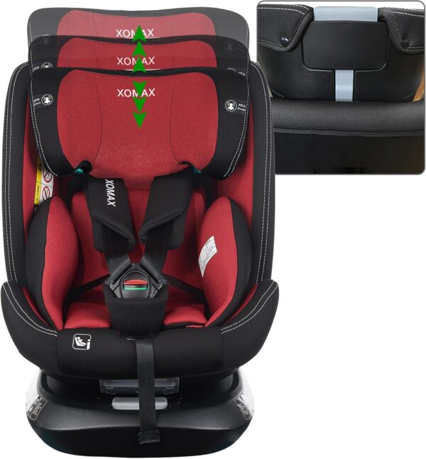 XOMAX G409 IOT - Seggiolino girevole a 360°, ISOFIX I con crescita, 0 – 36 kg, 0 – 12 anni, gruppo 0+/1/2/3, cintura a 5 punti, cintura a 3 punti, rivestimento lavabile I ECE R129