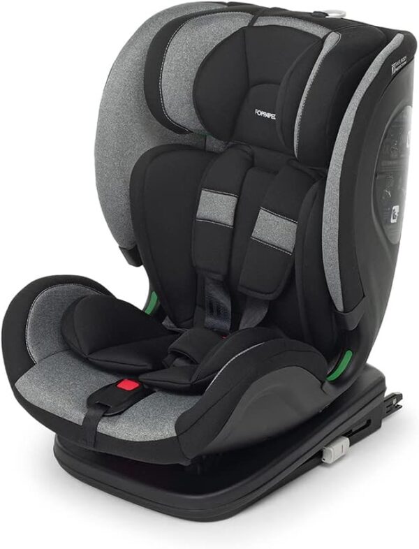 Foppapedretti Seggiolino Auto Reklino I-Size, per bambini da 76 a 150 cm di altezza, 15mesi-12 anni, conforme ECE R129, Fissaggio Dualfix (Isofix e non), Safe Body Protection, Comfort Kid Pad, Carbon