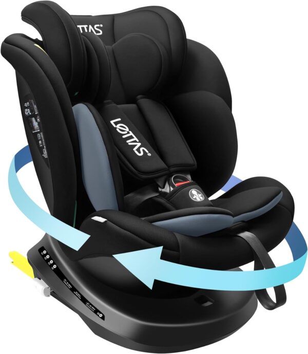 LETTAS i-Size Seggiolino Auto Isofix Girevole a 360°Gruppo 0+1/2/3, dalla nascita ai 12 anni(0-36 kg), 40-150 cm ECE R129