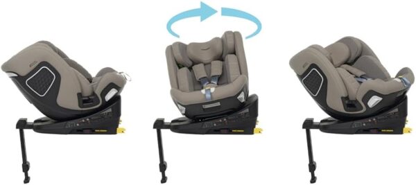 Foppapedretti Seggiolino Auto FP360 I-Size, Seduta Girevole a 360°, per bambini da 40 a 150 cm di altezza, 0-12 anni, conforme ECE R129, Fissaggio Dualfix (Isofix e non), Safe Body Protection, Desert