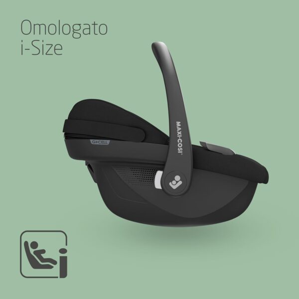 Maxi-Cosi Pebble S i-SIze, Seggiolino Auto Neonato 0 15 mesi, 0-13kg, 40-83cm, Seggiolino Auto Isofix Leggero, Click & Go, Protezione dagli Impatti Laterali G-CELL, Riduttore Baby-hugg, Tonal Black