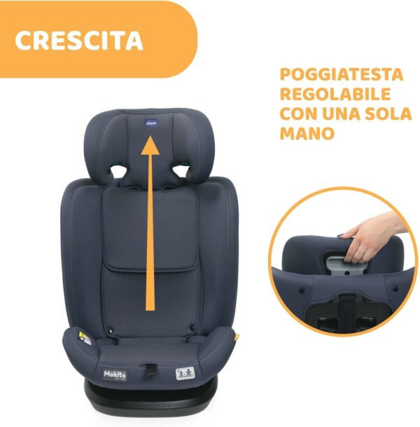 Chicco Seggiolino Auto Mokita I-Size, con Sistema Isofix, per Bambini di Altezza Compresa Tra 76 e 150 cm, Utilizzabile a Partire dai 15 Mesi, Riduttore incluso