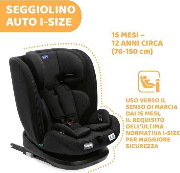 Chicco Seggiolino Auto Mokita I-Size, con Sistema Isofix, per Bambini di Altezza Compresa Tra 76 e 150 cm, Utilizzabile a Partire dai 15 Mesi, Riduttore incluso