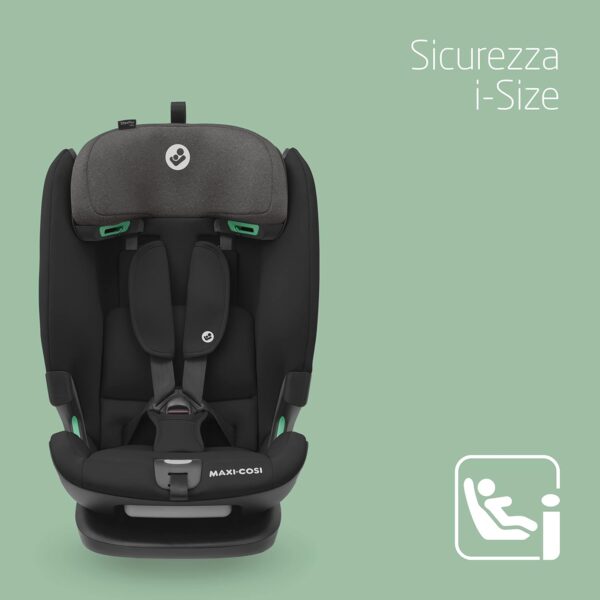 Maxi-Cosi Titan Plus i-Size Seggiolino Auto ISOFIX, Reclinabile in 4 Posizioni, Regolabile in Altezza, Side Impact Protection G-CELL, per Bambini, 76 - 150 cm, 15 Mesi - 12 Anni, Authentic Black