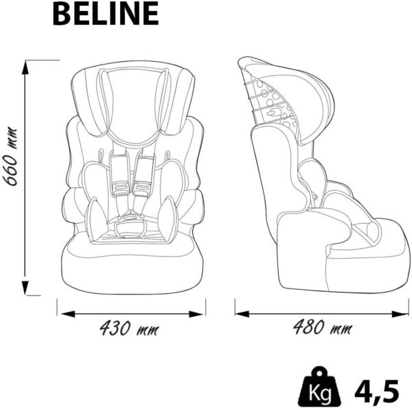 Seggiolino auto e rialzo gruppo 1/2/3 da 9 a 36kg - produzione francese 100% - 3 stelle test tcs - protezioni laterali