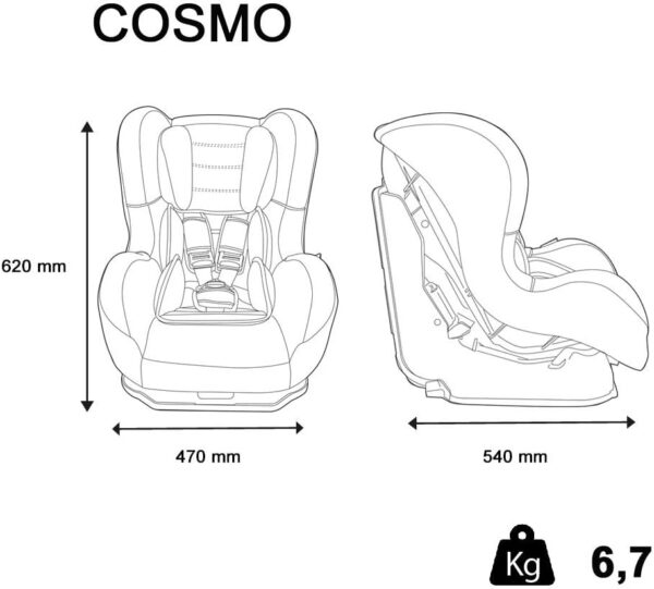 Seggiolino auto gruppo 0+/1 da 0 a 18 kg - produzione 100% francese - 3 stelle test tcs - poggiatesta e seduta imbottiti