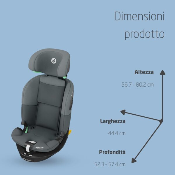 Maxi-Cosi Titan S i-Size, Seggiolino auto per bambini, 15 mesi-12 anni (76-150 cm), Seggiolino auto ISOFIX, Reclinabile 5 posizioni, 13 posizioni del poggiatesta, Protezione G-CELL, Tonal Graphite