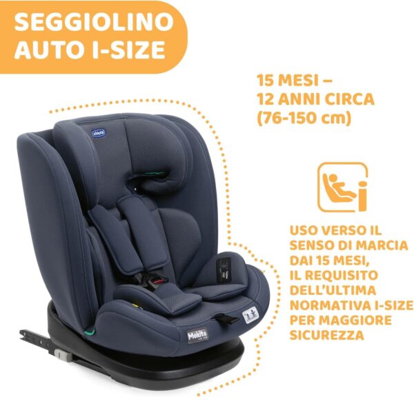 Chicco Seggiolino Auto Mokita I-Size, con Sistema Isofix, per Bambini di Altezza Compresa Tra 76 e 150 cm, Utilizzabile a Partire dai 15 Mesi, Riduttore incluso