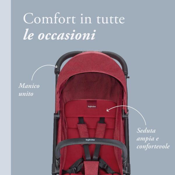 Inglesina Sketch Passeggino Leggero e Compatto, Rosso, Confortevole, fino a 17kg, Chiusura una Mano, UPF 50+