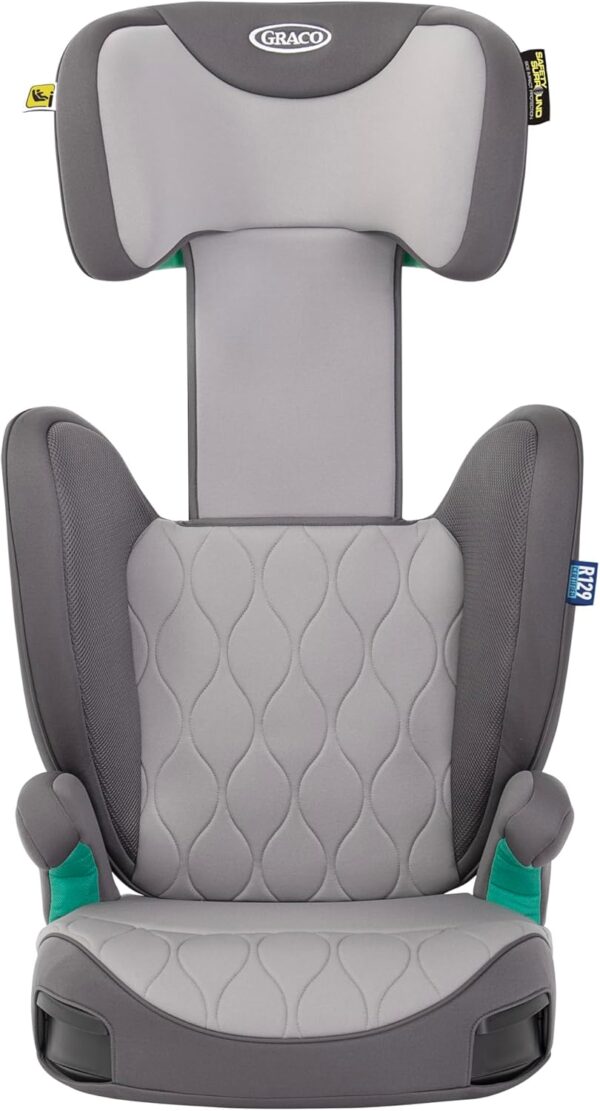 GRACO - Affix i-Size R129 Rialzo con schienale alto ISOFIX, da 100 a 150 cm (da 3,5 a 12 anni circa), colore Iron