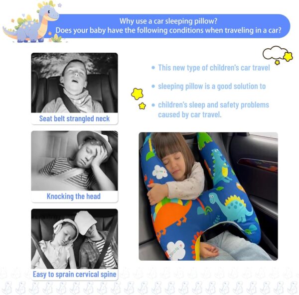 OHAANYY 2in1 Cuscino Cintura Auto Bambini & Poggiatesta Auto Bambini,Copri Cintura di Sicurezza Auto a Forma di H,Cuscino Poggiatesta/Seggiolino Auto Adatto per Viaggi di Vacanza per Bambini