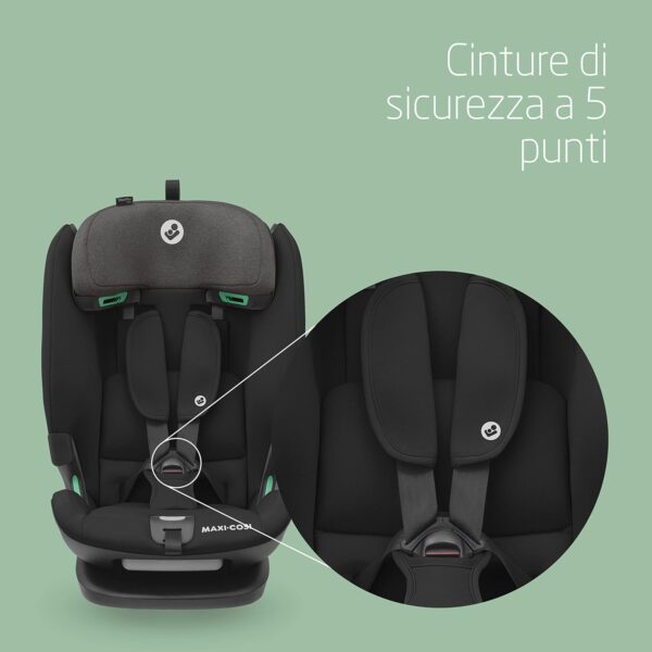 Maxi-Cosi Titan Plus i-Size Seggiolino Auto ISOFIX, Reclinabile in 4 Posizioni, Regolabile in Altezza, Side Impact Protection G-CELL, per Bambini, 76 - 150 cm, 15 Mesi - 12 Anni, Authentic Black