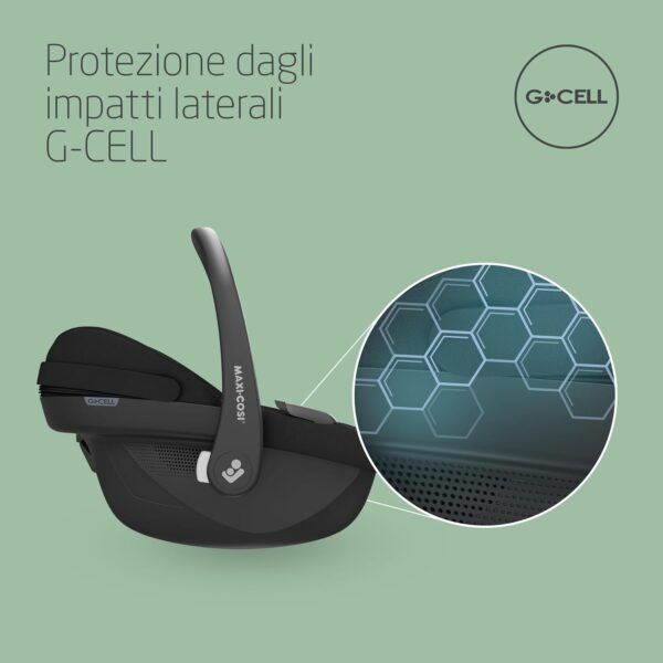 Maxi-Cosi Pebble S i-SIze, Seggiolino Auto Neonato 0 15 mesi, 0-13kg, 40-83cm, Seggiolino Auto Isofix Leggero, Click & Go, Protezione dagli Impatti Laterali G-CELL, Riduttore Baby-hugg, Tonal Black