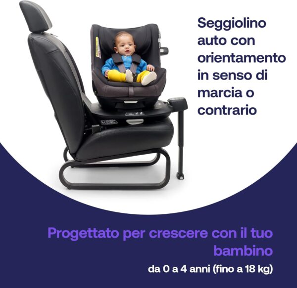 Bugaboo Owl by Nuna Seggiolino Auto da 0 a 4 Anni, 0-18 kg, Rotazione 360 Gradi, Orientamento Fronte Strada o in senso Contrario di marcia, Gruppo 0+/1, Top Comfort, Telaio Rinforzato, Grey