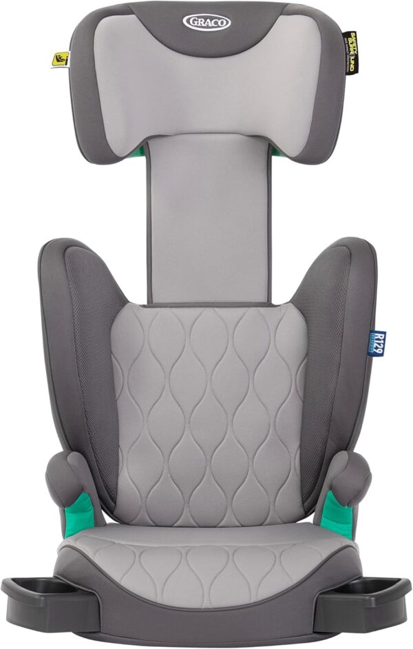 GRACO - Affix i-Size R129 Rialzo con schienale alto ISOFIX, da 100 a 150 cm (da 3,5 a 12 anni circa), colore Iron