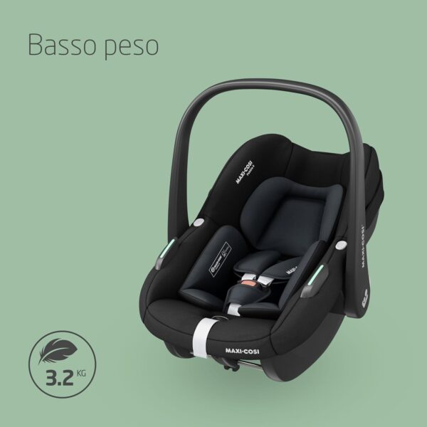 Maxi-Cosi Pebble S i-SIze, Seggiolino Auto Neonato 0 15 mesi, 0-13kg, 40-83cm, Seggiolino Auto Isofix Leggero, Click & Go, Protezione dagli Impatti Laterali G-CELL, Riduttore Baby-hugg, Tonal Black