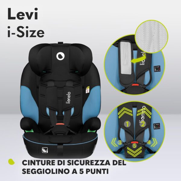 LIONELO LEVI Seggiolino auto 9-36 kg bambini Gruppo 1/2/3 Protezioni lateral, Cinture di sicurezza a 5punti, 6-livelli altezza poggiatesta regolabile, Rivestimento sfoderabile