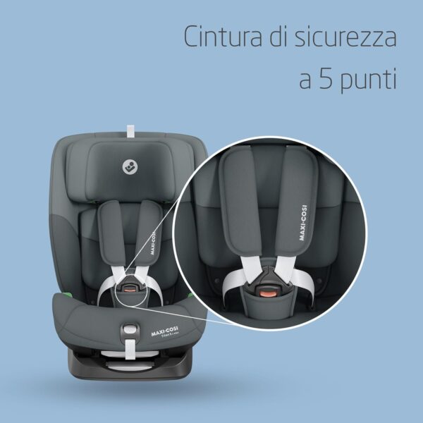 Maxi-Cosi Titan S i-Size, Seggiolino auto per bambini, 15 mesi-12 anni (76-150 cm), Seggiolino auto ISOFIX, Reclinabile 5 posizioni, 13 posizioni del poggiatesta, Protezione G-CELL, Tonal Graphite