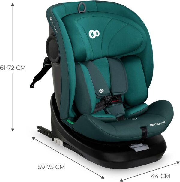 Kinderkraft I-GROW Seggiolino auto 0-36 kg, I-SIZE 40-150 cm, Seggiolino 360 girevole, con Isofix Base, Reclinabile Posizione sdraiata, Poggiatesta regolabile, Gruppo 0 1 2 3, Verde