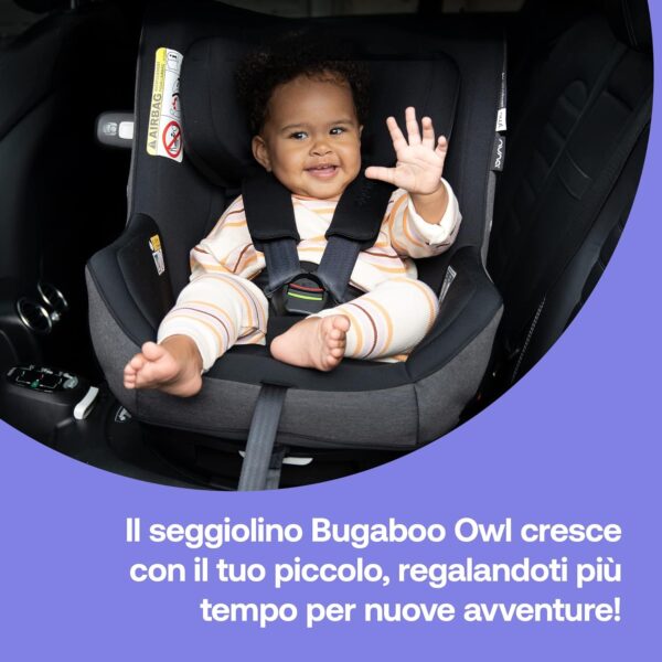 Bugaboo Owl by Nuna Seggiolino Auto da 0 a 4 Anni, 0-18 kg, Rotazione 360 Gradi, Orientamento Fronte Strada o in senso Contrario di marcia, Gruppo 0+/1, Top Comfort, Telaio Rinforzato, Grey