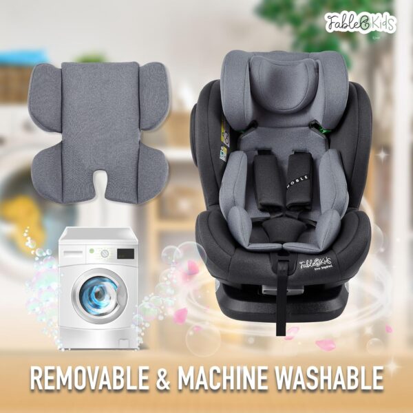 FableKids Seggiolino auto con Isofix | ruotabile a 360° | seggiolino per bambini i-Size 40-150cm | cintura di sicurezza a 5 punti | poggiatesta regolabile in 8 posizioni ECE R129/03 | grigio