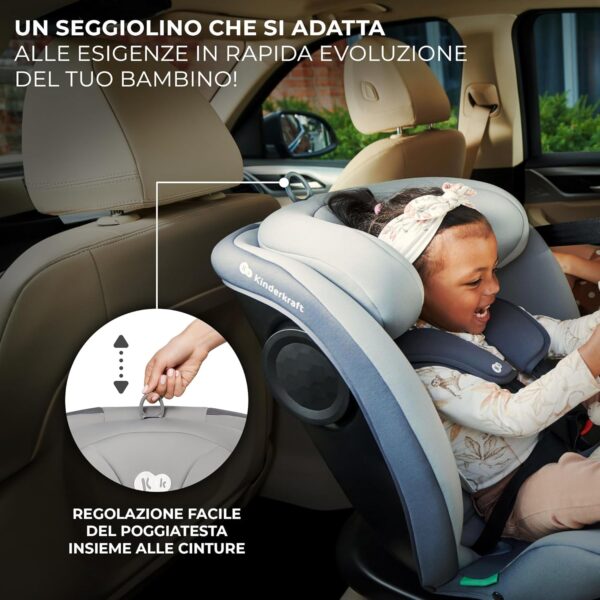 Kinderkraft I-GROW Seggiolino auto 0-36 kg, I-SIZE 40-150 cm, Seggiolino 360 girevole, con Isofix Base, Reclinabile Posizione sdraiata, Poggiatesta regolabile, Gruppo 0 1 2 3, Verde