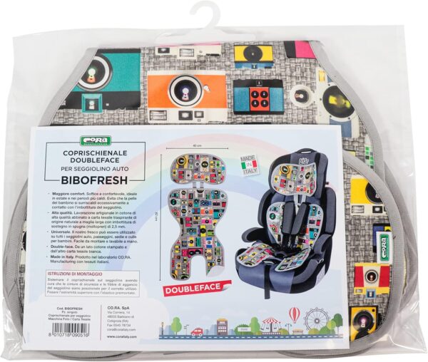 Bibo BIBOFRESH Copriseggiolino Double-Face Estivo, Anti-Sudore e Traspirante per Seggiolini Auto e Passeggini. Materiale Fresco e Pratico Made in ITALY. Carta Tessile e Cotone