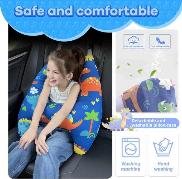 OHAANYY 2in1 Cuscino Cintura Auto Bambini & Poggiatesta Auto Bambini,Copri Cintura di Sicurezza Auto a Forma di H,Cuscino Poggiatesta/Seggiolino Auto Adatto per Viaggi di Vacanza per Bambini