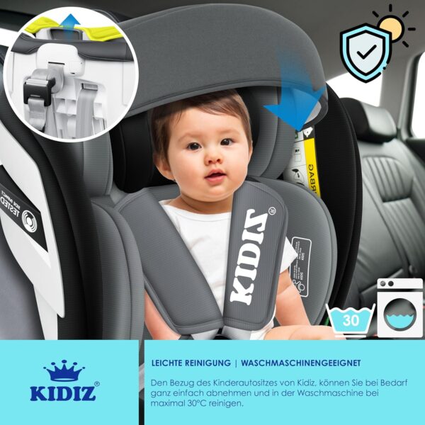 KIDIZ® Seggiolino auto per bambini Seggiolino auto per neonati Seggiolino auto per bambini Isofix Top Tether Girevole a 360° Gruppo 0/1/2/3 dalla nascita 0-36kg, nero