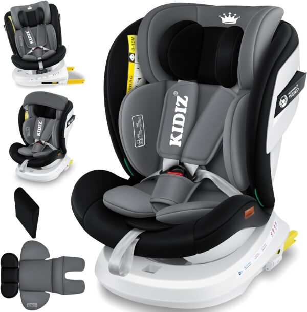 KIDIZ® Seggiolino auto per bambini Seggiolino auto per neonati Seggiolino auto per bambini Isofix Top Tether Girevole a 360° Gruppo 0/1/2/3 dalla nascita 0-36kg, nero