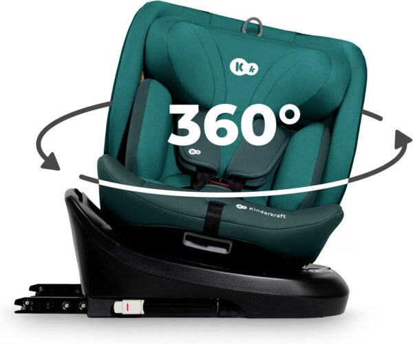 Kinderkraft I-GROW Seggiolino auto 0-36 kg, I-SIZE 40-150 cm, Seggiolino 360 girevole, con Isofix Base, Reclinabile Posizione sdraiata, Poggiatesta regolabile, Gruppo 0 1 2 3, Verde