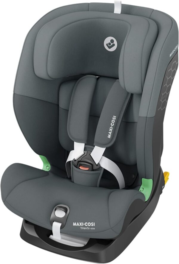 Maxi-Cosi Titan S i-Size, Seggiolino auto per bambini, 15 mesi-12 anni (76-150 cm), Seggiolino auto ISOFIX, Reclinabile 5 posizioni, 13 posizioni del poggiatesta, Protezione G-CELL, Tonal Graphite