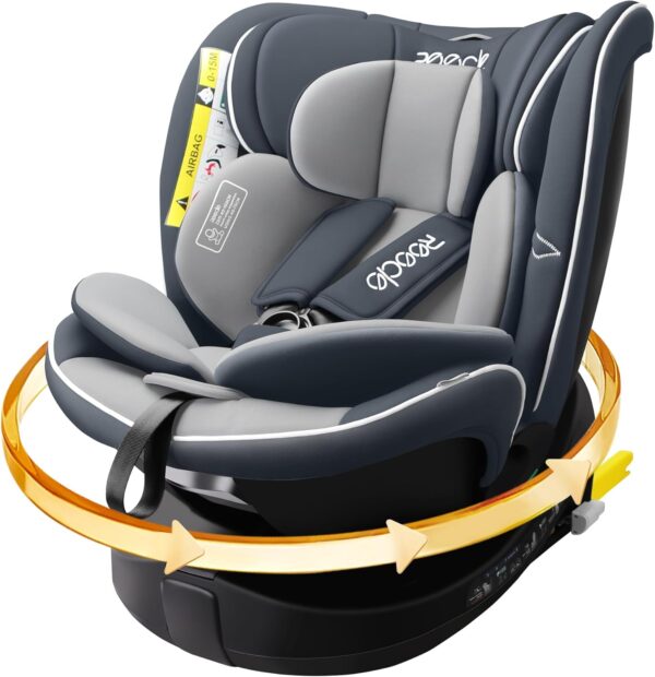 Reecle I-Size 360 Girevole Seggiolino Auto, 40-150cm(0-12 anni), Compatibile ISOFIX (Grigio)