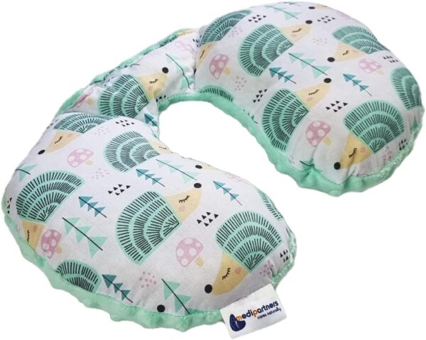 Medi Partners Cuscino cervicale per bambini 100% Cotone/Minky Cuscinetti cervicale per auto per il collo del sonno da Viaggio in Auto Passeggino (Ricci con menta Minky)