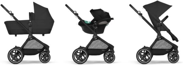 CYBEX Gold EOS Lux Carrozzina 2 in 1, dalla nascita fino a 22 kg (circa 4 anni) inclusivo EOS Adapter e CYBEX Cloud G i-Size, Moon Black