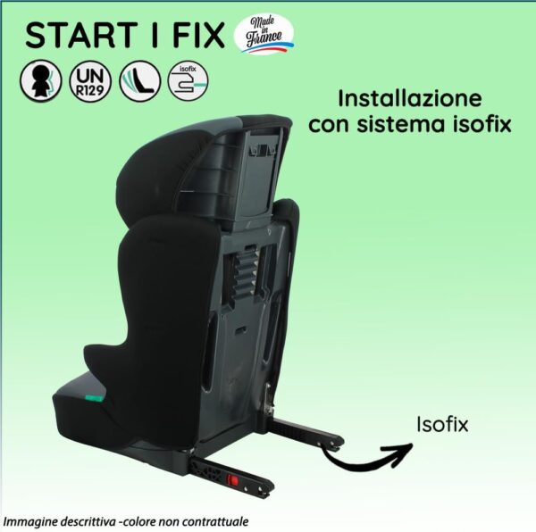 Nania - START I FIX 106-140 cm R129 Seggiolino auto i-Size con attacco isofix - Per bambini da 5 a 10 anni - Poggiatesta regolabile in altezza - Base reclinabile - Made in France (Volpe)