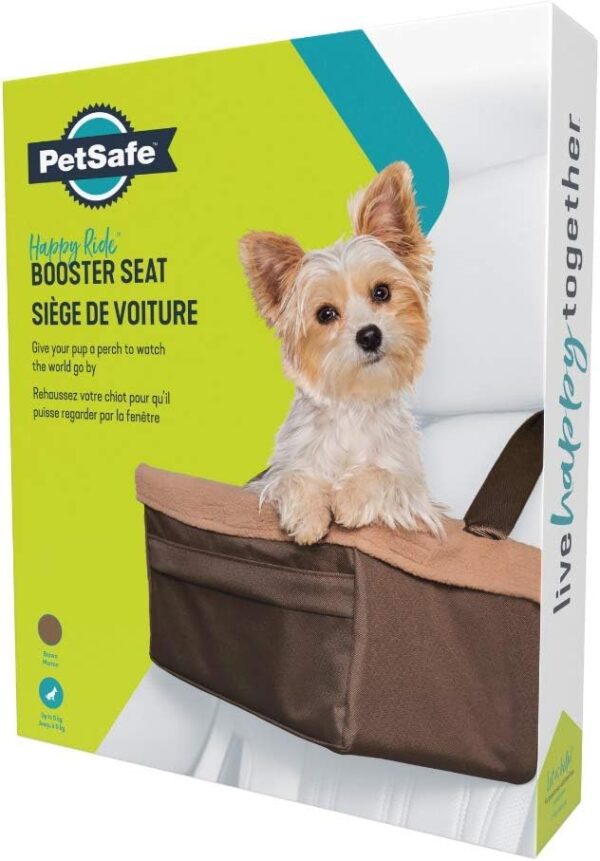 PetSafe Seggiolino Auto Happy Ride, Fino a 5.4 kg - Adatto per Auto, Veicoli di Grandi Dimensioni e 4x4 - Cinturino Facilmente Regolabile - Fodera in Pile Resistente, Lavabile in Lavatrice - Marrone