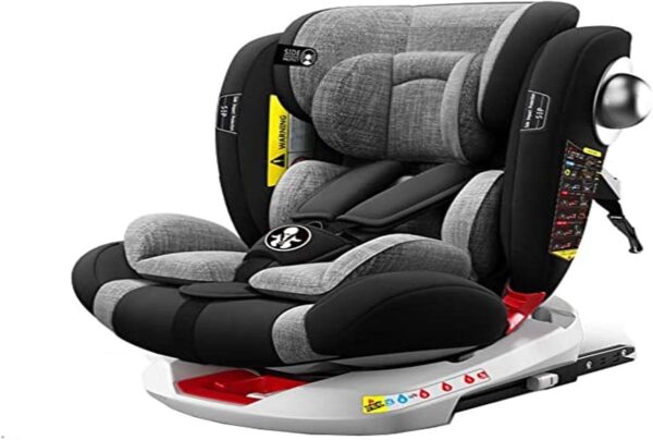 Seggiolino Auto, Seggiolone Auto per Bambini 0 Mesi - 12 Anni, Seduta Auto Bimbi & Kinderkraft GRANDE PLUS Passeggino Leggero dalla Nascita Fino 22 kg, Cappottina XL, Grigio